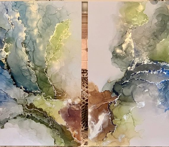 Commissioned Diptych – 2 - 24 x 24in on PVC tile 5mm thick