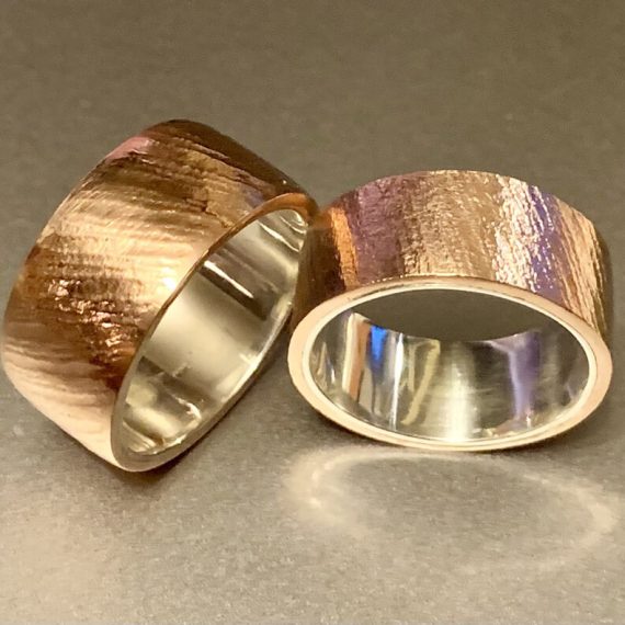 Roll printed copper over sterling silver