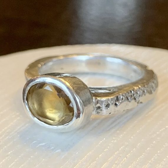 Sand-casted sterling silver with yellow