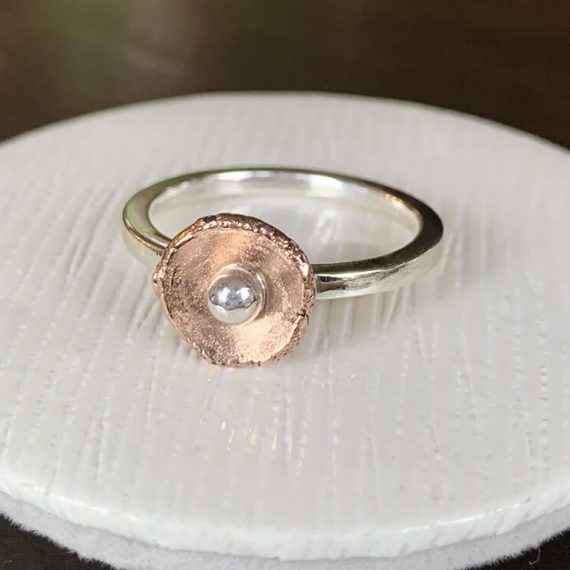Sterling silver ring with fine silver and copper